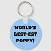 ブラック文字ワールド最高ので最もポピーな贈り物 キーホルダー (正面)