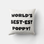 ブラック文字ワールド最高ので最もポピーな贈り物 クッション (裏面)