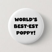 ブラック文字ワールド最高ので最もポピーな贈り物 缶バッジ (正面)