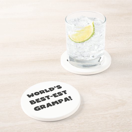 ブラック文字ワールド最高ので最も優れたグランパTシャツギフト コースター (側面)