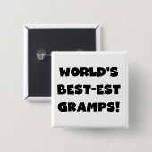 ブラック文字ワールド最高ので最も優れたグランプの贈り物 缶バッジ (正面&裏面)