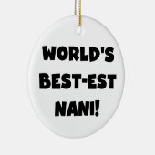 ブラック文字ワールド最高ので最も高いナニTシャツとギフト セラミックオーナメント (右)