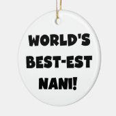 ブラック文字ワールド最高ので最も高いナニTシャツとギフト セラミックオーナメント (左)