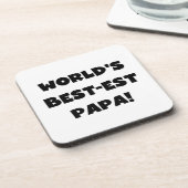ブラック文字ワールド最高ので最も高いパパTシャツとギフト コースター (左側)