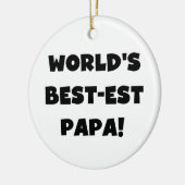 ブラック文字ワールド最高ので最も高いパパTシャツとギフト セラミックオーナメント (左)