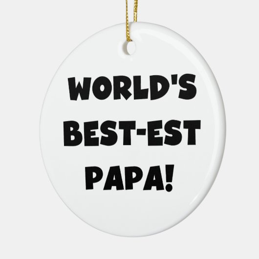 ブラック文字ワールド最高ので最も高いパパTシャツとギフト セラミックオーナメント (左)