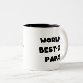 ブラック文字ワールド最高ので最も高いパパTシャツとギフト ツートーンマグカップ (正面右)