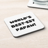 ブラック文字ワールド最高ので最も高いパポーの贈り物 コースター (左側)