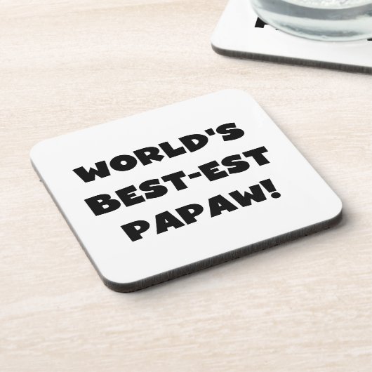 ブラック文字ワールド最高ので最も高いパポーの贈り物 コースター (左側)