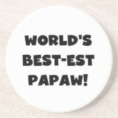 ブラック文字ワールド最高ので最も高いパポーの贈り物 コースター (正面)