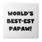 ブラック文字ワールド最高ので最も高いパポーの贈り物 タイル (正面)