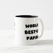 ブラック文字ワールド最高ので最も高いパポーの贈り物 ツートーンマグカップ (正面右)