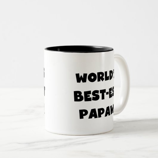 ブラック文字ワールド最高ので最も高いパポーの贈り物 ツートーンマグカップ (正面右)