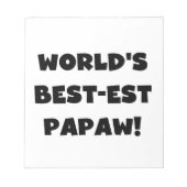 ブラック文字ワールド最高ので最も高いパポーの贈り物 ノートパッド (正面)