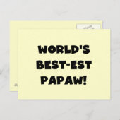 ブラック文字ワールド最高ので最も高いパポーの贈り物 ポストカード (正面/裏面)