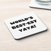 ブラック文字ワールド最高ので最も高いヤヤの贈り物 コースター (左側)