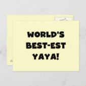 ブラック文字ワールド最高ので最も高いヤヤの贈り物 ポストカード (正面/裏面)