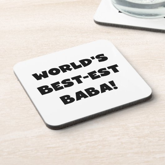 ブラック文字最高ので最も高いババTシャツとギフト コースター (左側)