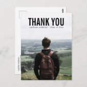 ブラック文字男性サンキューサンキュー卒業式はがき ポストカード (正面/裏面)