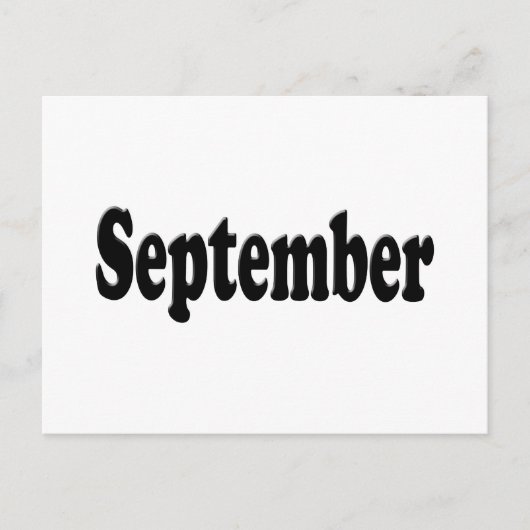 ブラック文字9月 ポストカード (正面)