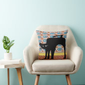 ブラック日本のキャットプリント クッション (椅子)
