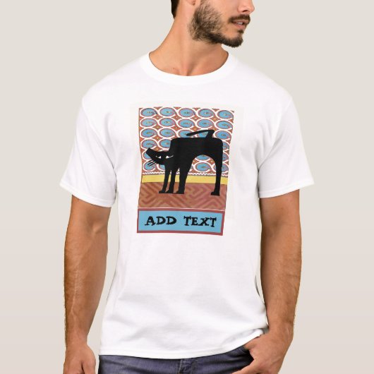 ブラック日本のキャットプリント Tシャツ (正面)