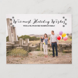 ブラック暖かいホリデーウィッシュフォトポストカード シーズンポストカード