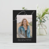 ブラック書道写真予算QRコード卒業 招待状 (スタンド正面)