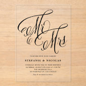 ブラック書道素朴氏結婚と夫人 アクリル招待状 (正面)