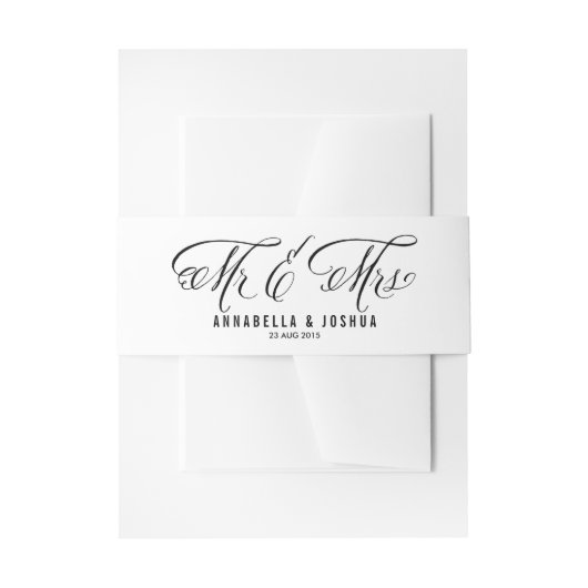 ブラック書道素朴氏結婚と夫人 招待状ベリーバンド (正面例)