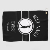 ブラック最高のナナゴルファーおばあちゃんモノグラムの女性 ゴルフタオル (横)