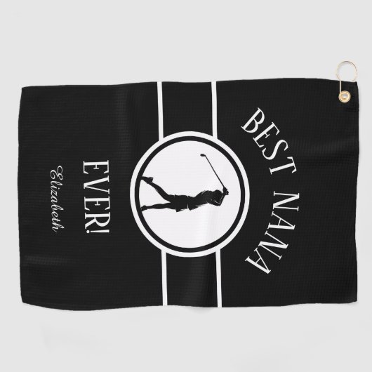 ブラック最高のナナゴルファーおばあちゃんモノグラムの女性 ゴルフタオル (横)