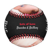 ブラック最高のパパエバはっきりしたレッドタイポグラフィ写真クール 野球ボール (裏面)