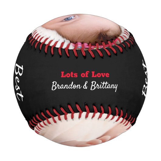 ブラック最高のパパエバはっきりしたレッドタイポグラフィ写真クール 野球ボール (裏面)