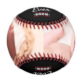 ブラック最高のパパエバはっきりしたレッドタイポグラフィ写真クール 野球ボール (正面)