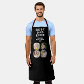 ブラック最高のパパ4フォトコラージュ家族のお父さん エプロン (着用した状態)