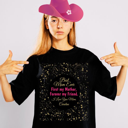 ブラック最高のピンクお母さモダンんデイキッズ Tシャツ