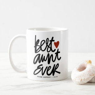ブラック最高の叔母エバーハンドレタリング引用文 コーヒーマグカップ