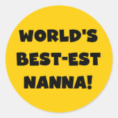 ブラック最高の文字で最も人気のNanna Tシャツとギフト ラウンドシール (正面)