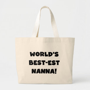 ブラック最高の文字で最も人気のNanna Tシャツとギフト ラージトートバッグ