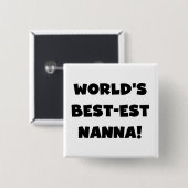 ブラック最高の文字で最も人気のNanna Tシャツとギフト 缶バッジ (正面&裏面)