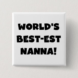 ブラック最高の文字で最も人気のNanna Tシャツとギフト 缶バッジ