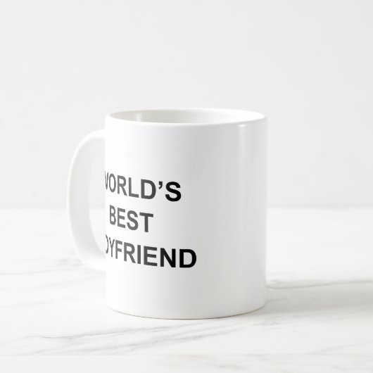 ブラック最高の文字と世界のボーイフレンドおもしろい引用文 コーヒーマグカップ (正面左)