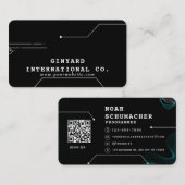 ブラック未来的プログラマーモダンマー 名刺 (正面/裏面)