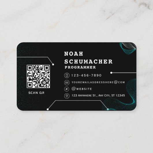 ブラック未来的プログラマーモダンマー 名刺 (裏面)
