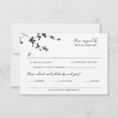 ブラック桜さくらんぼブロッサムエレガントアジア結婚ズ 出欠カード (正面)