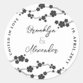 ブラック桜さくらんぼモダン咲きアジア結婚ズ ラウンドシール (正面)