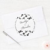 ブラック桜さくらんぼモダン咲きアジア結婚ズ ラウンドシール (封筒)