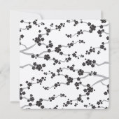 ブラック桜さくらんぼ花咲き上品なアジ結婚アン 招待状 (裏面)