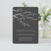 ブラック桜さくらんぼ花咲き禅ウェディングレセプション エンクロージャーカード (スタンド正面)